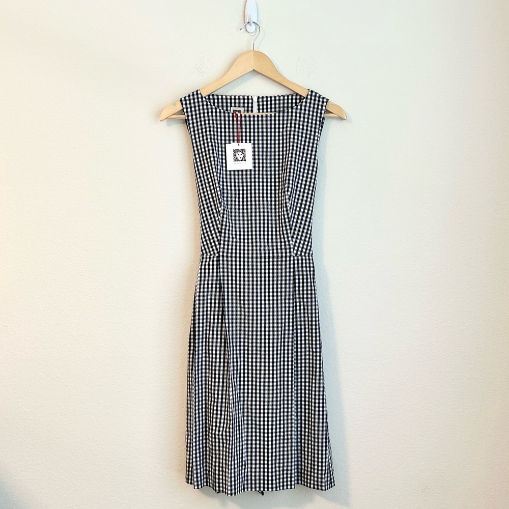 NWT Anne Klein Checkered A-Line Sleeveless Midi Dress Classic Gingham Preppy, 4